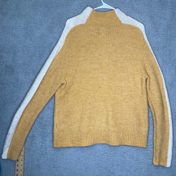 Abercrombie & Fitch womens yellow mock neck sweater stretch tight knit simple - Picture 7 of 9